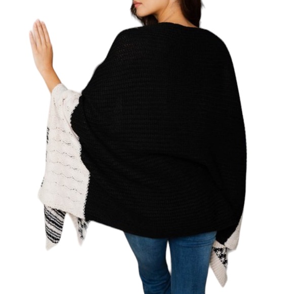 Black Cream Colorblock Stripe Holed Arm Wrap One Size NWT - Picture 3 of 3